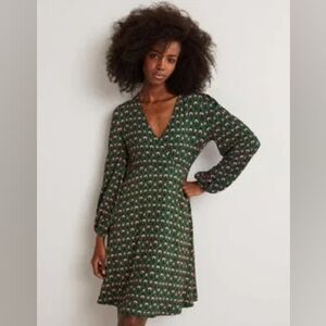 Boden Easy Fixed Wrap Jersey Dress Size 8 Green Pink Floral